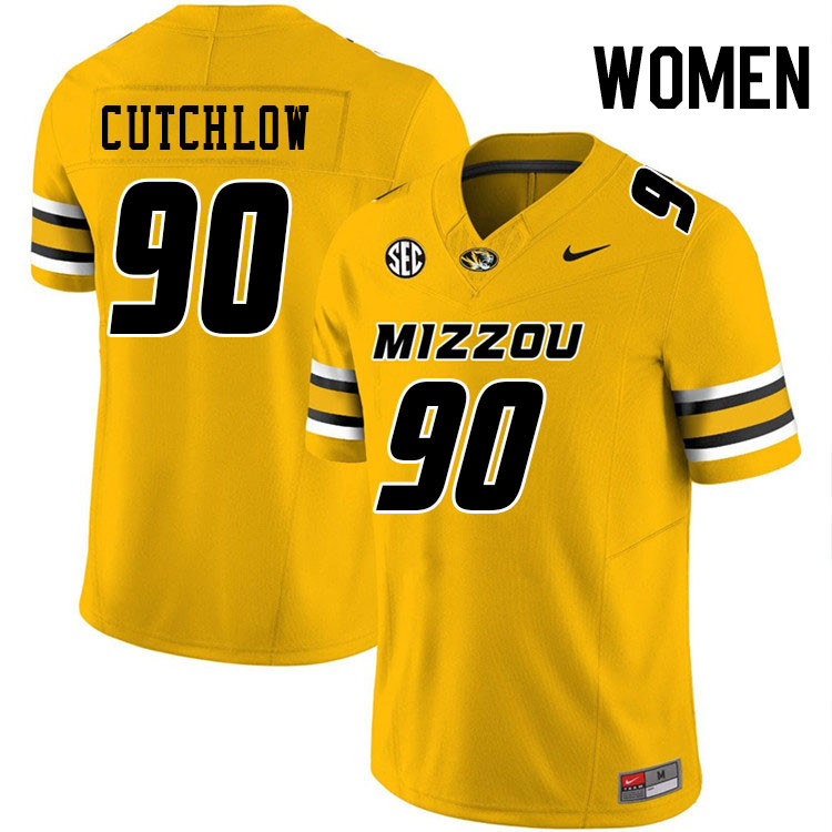 Women #90 Grayson Cutchlow Missouri Tigers College Football Jerseys Stitched-Gold